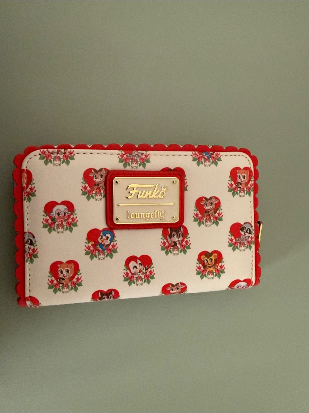 Loungefly White Wallet with Red Heart Character Print -Villanous valentines